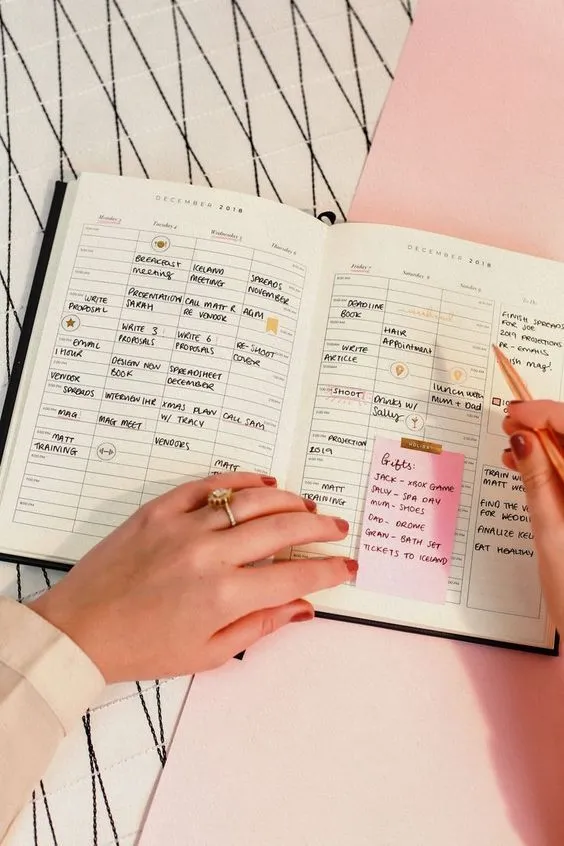 Organized desk with planner and structured notes